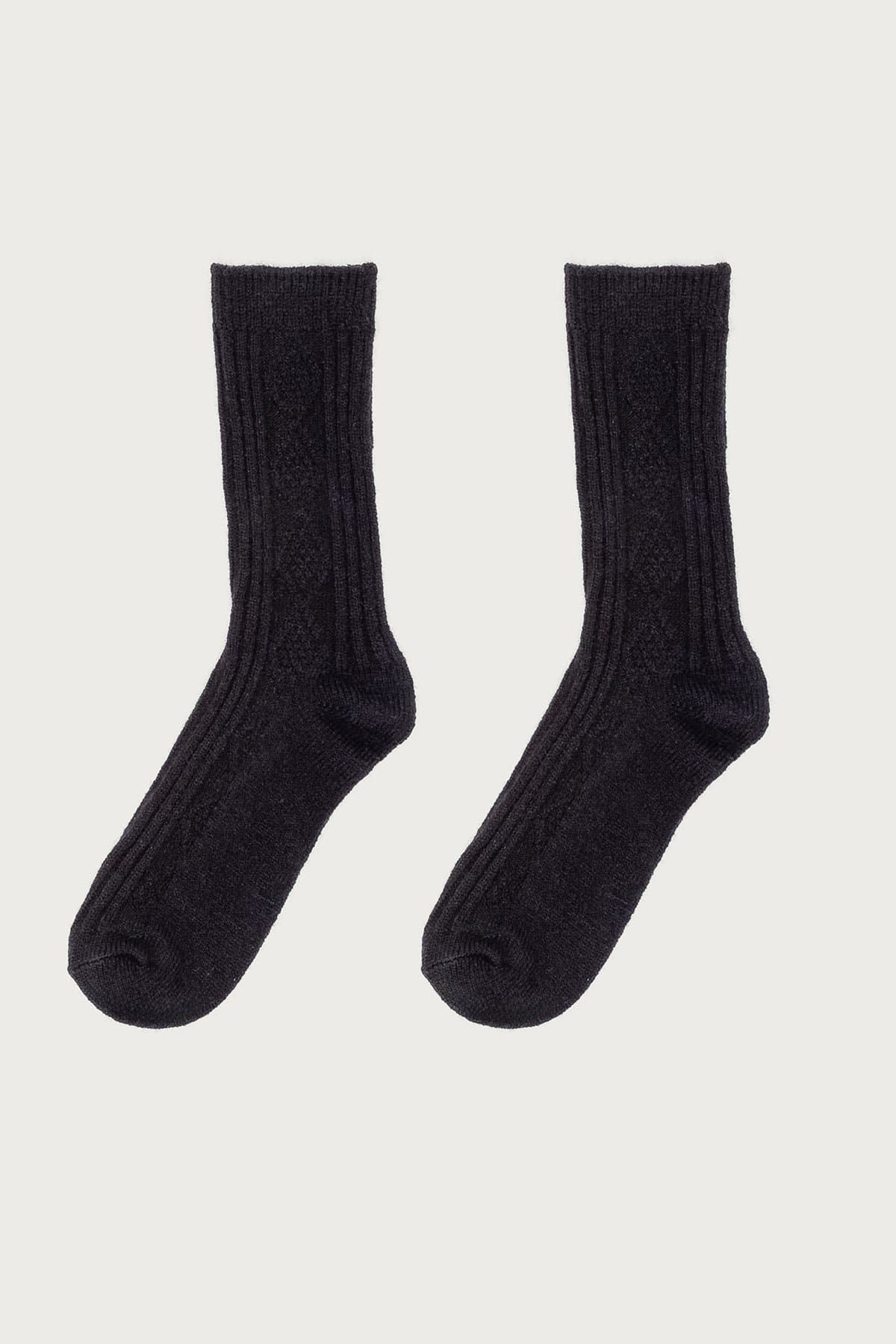 Cozy Diamond Knit Socks - Cotton Polyester Spandex Blend, 13 Inch Length