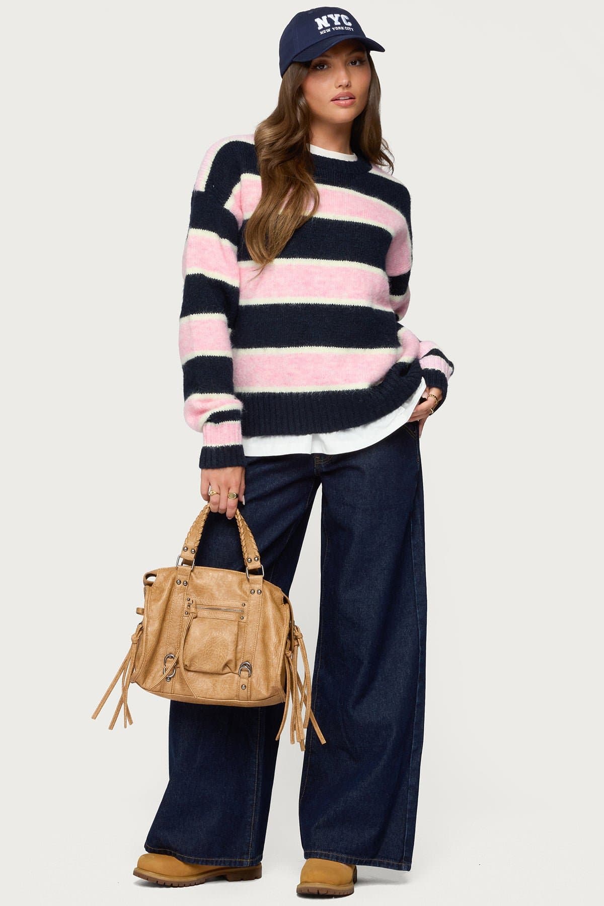 Conrad Striped Oversized Sweater - Polyester Nylon Wool Spandex Knit