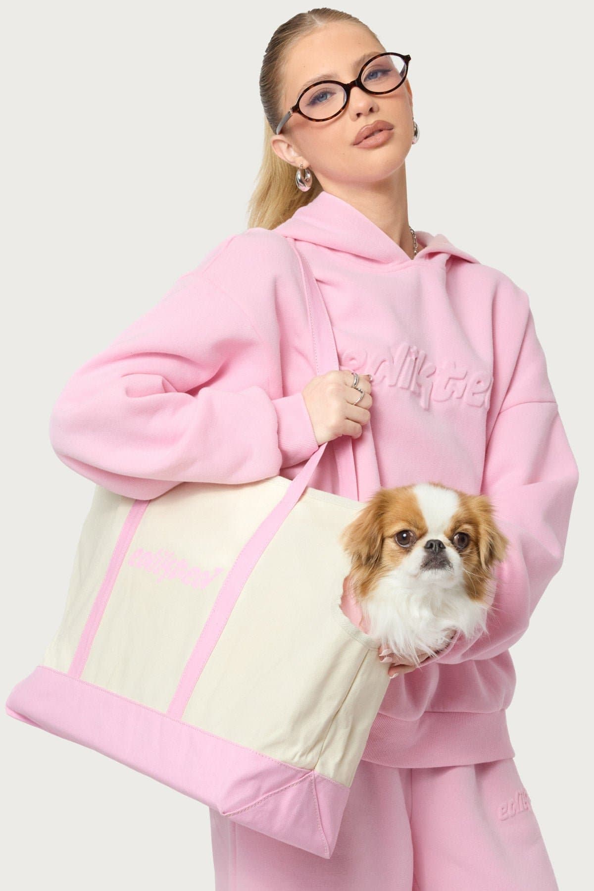 Contrast Pet Carrier Tote Bag - Canvas Polyester Cotton Small Pets 23.6x14.1x6.3in