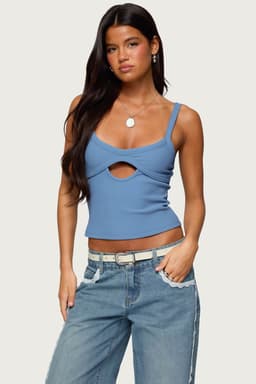Karin Cut Out Ribbed Tank Top with Adjustable Straps