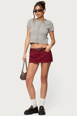 Camelia Denim Mini Skort - 100% Cotton Mini Skirt Short