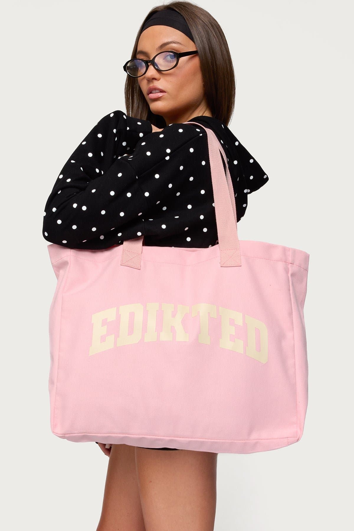 Edikted Graphic Text Tote Bag Cotton Polyester 22.8"W x 14.6"H