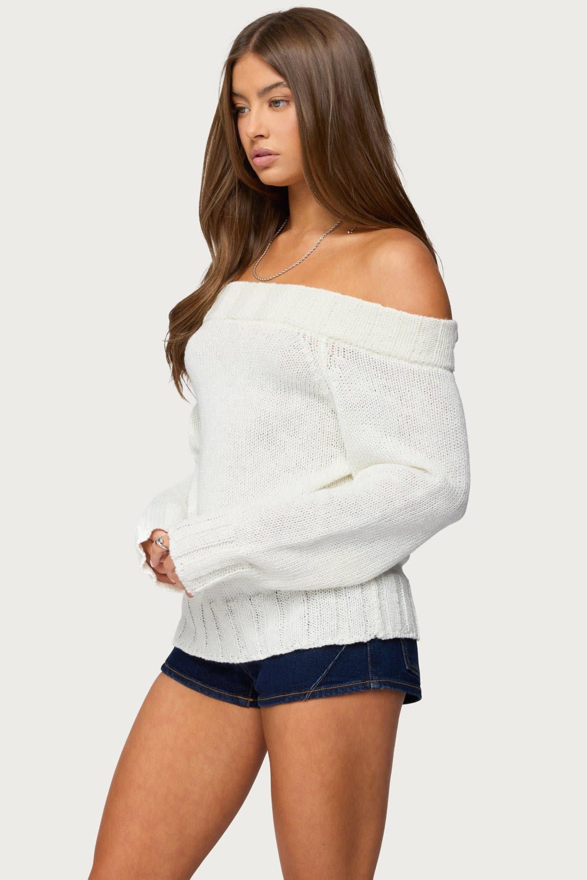 Noemi Off Shoulder Sweater Knit Polyester Women's Top Size S