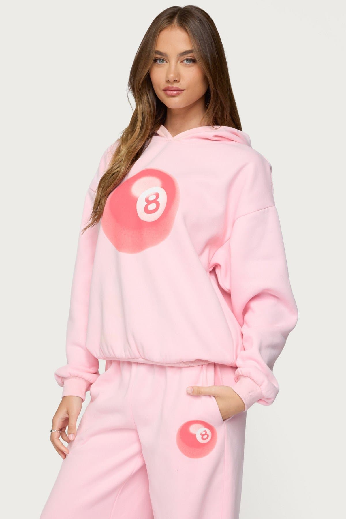 Lucky 8 Oversized Hoodie - Polyester Cotton Graphic Print Unisex Fit