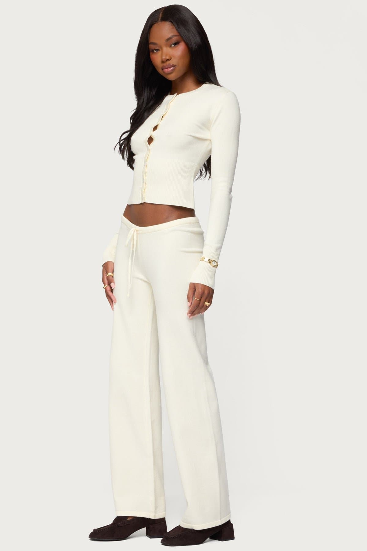 Montanna Knit Pants - Adjustable Tie Waist, Acrylic Fabric, Size S Inseam 32.1"