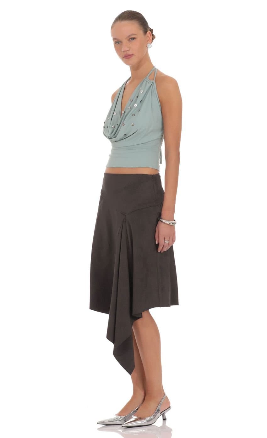 Lila Suede Midi Skirt