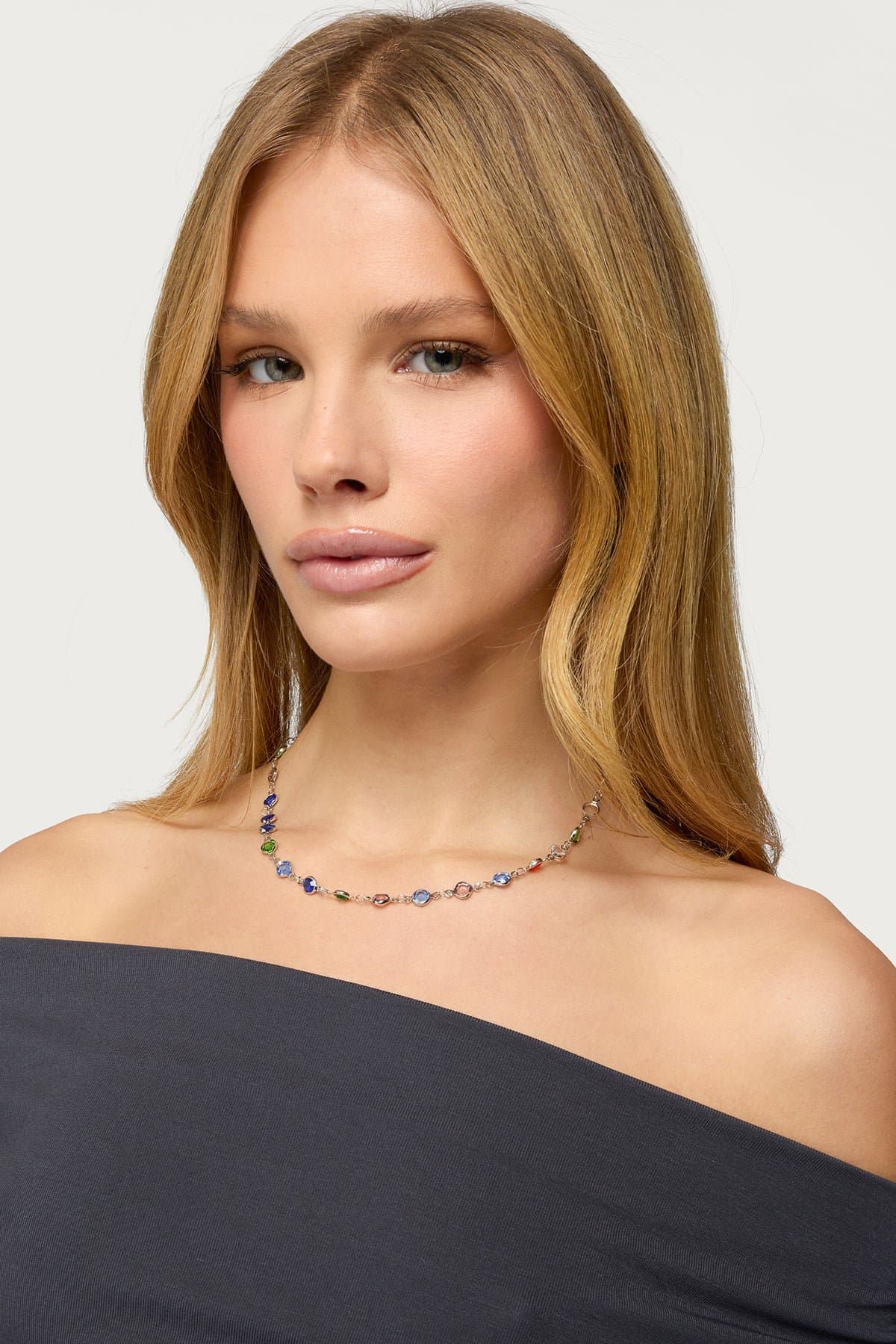 Charmer Necklace Multicolored Charms Silver Tone Metal 17.3 Inch Length