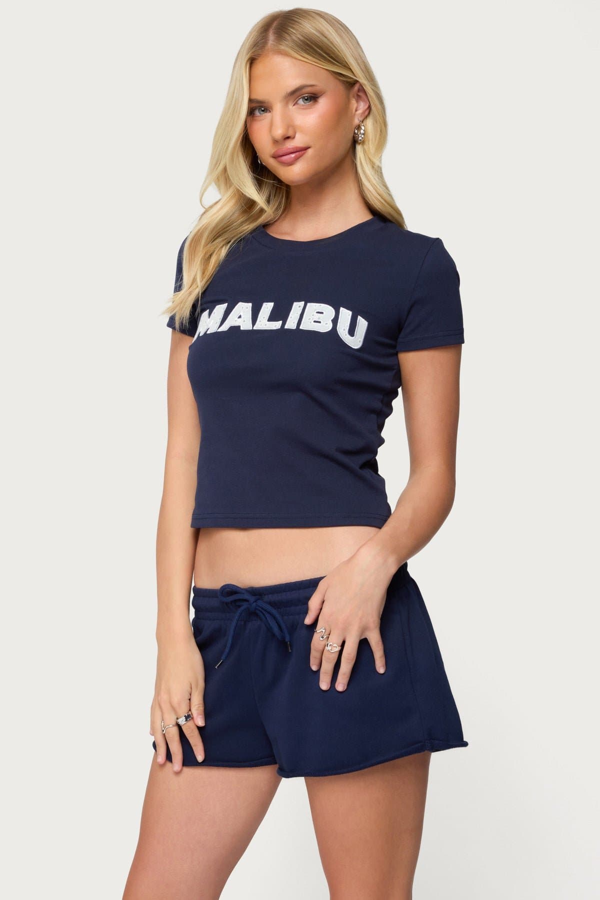 Pacific Coast Embroidered Daisy T-Shirt with Malibu Patch Cotton Spandex