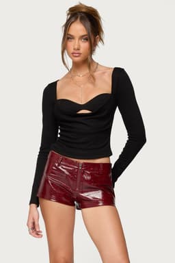 Oaklyn Layered Bra Cowl Neck Long Sleeve Top - Rayon Spandex