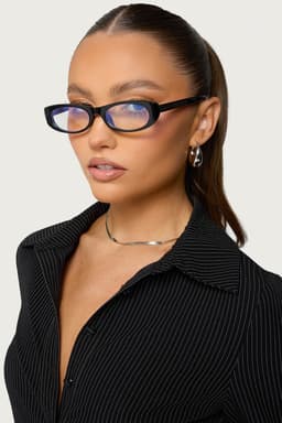 Cattie Cat Eye Glasses Polycarbonate Frame 5.4in Width 0.9in Lens Height