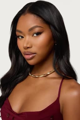 Twisted Gold Tone Metal Necklace - 16.1 Inch Length