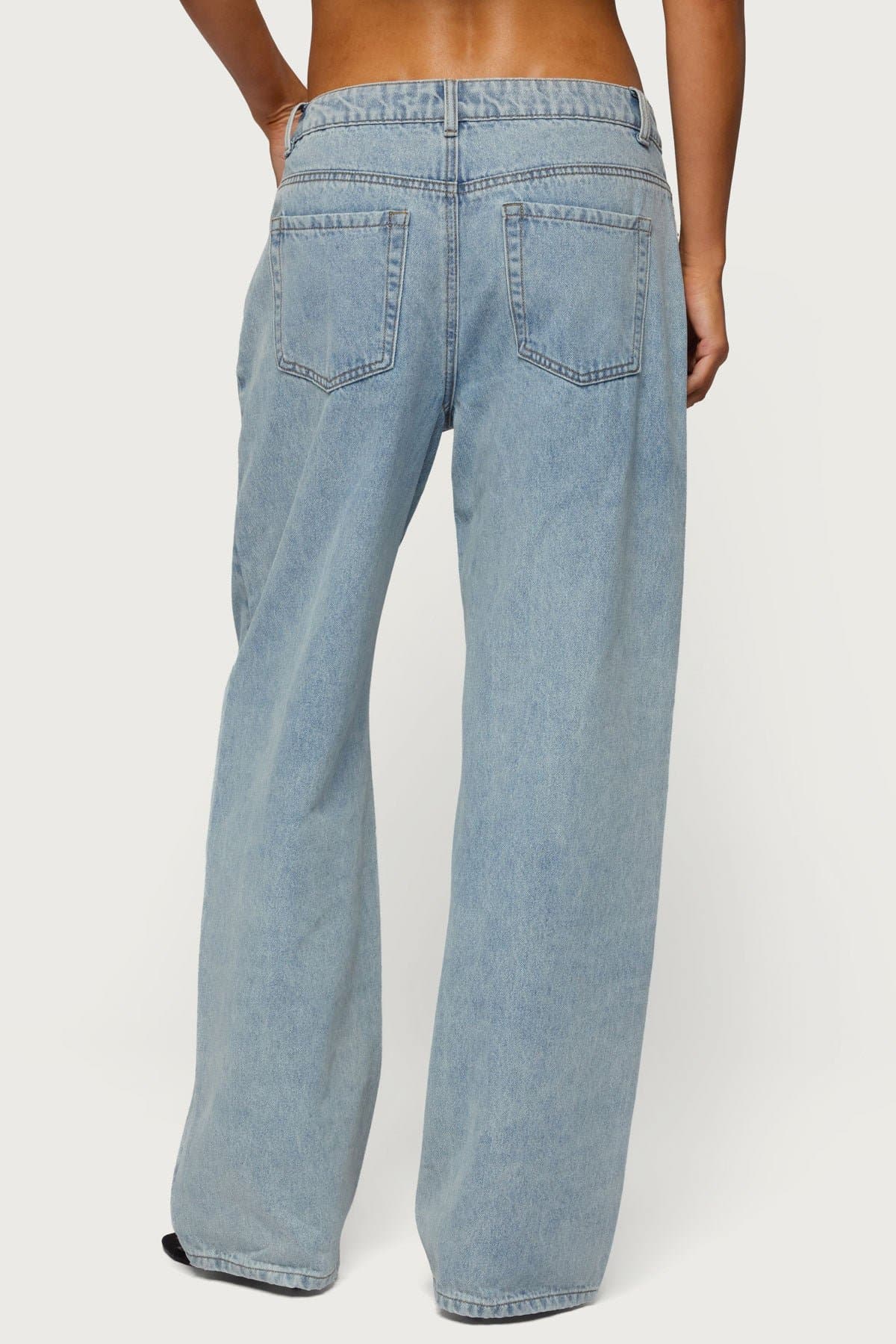 Dalina Washed Low Rise Baggy Jeans - 100% Cotton Rigid Denim