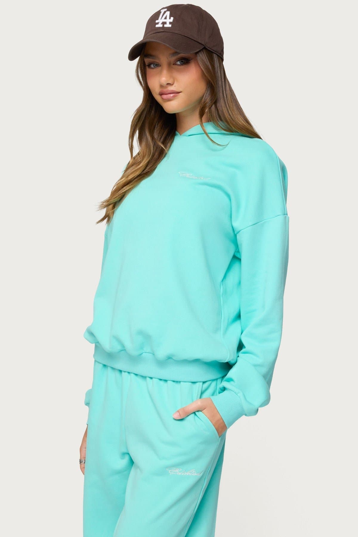 Only Edikted Oversized Hoodie - Cotton Polyester Embroidered Text