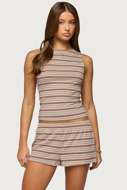 Glennon Striped Top - Cotton Polyester Spandex Matching Set Women's Top