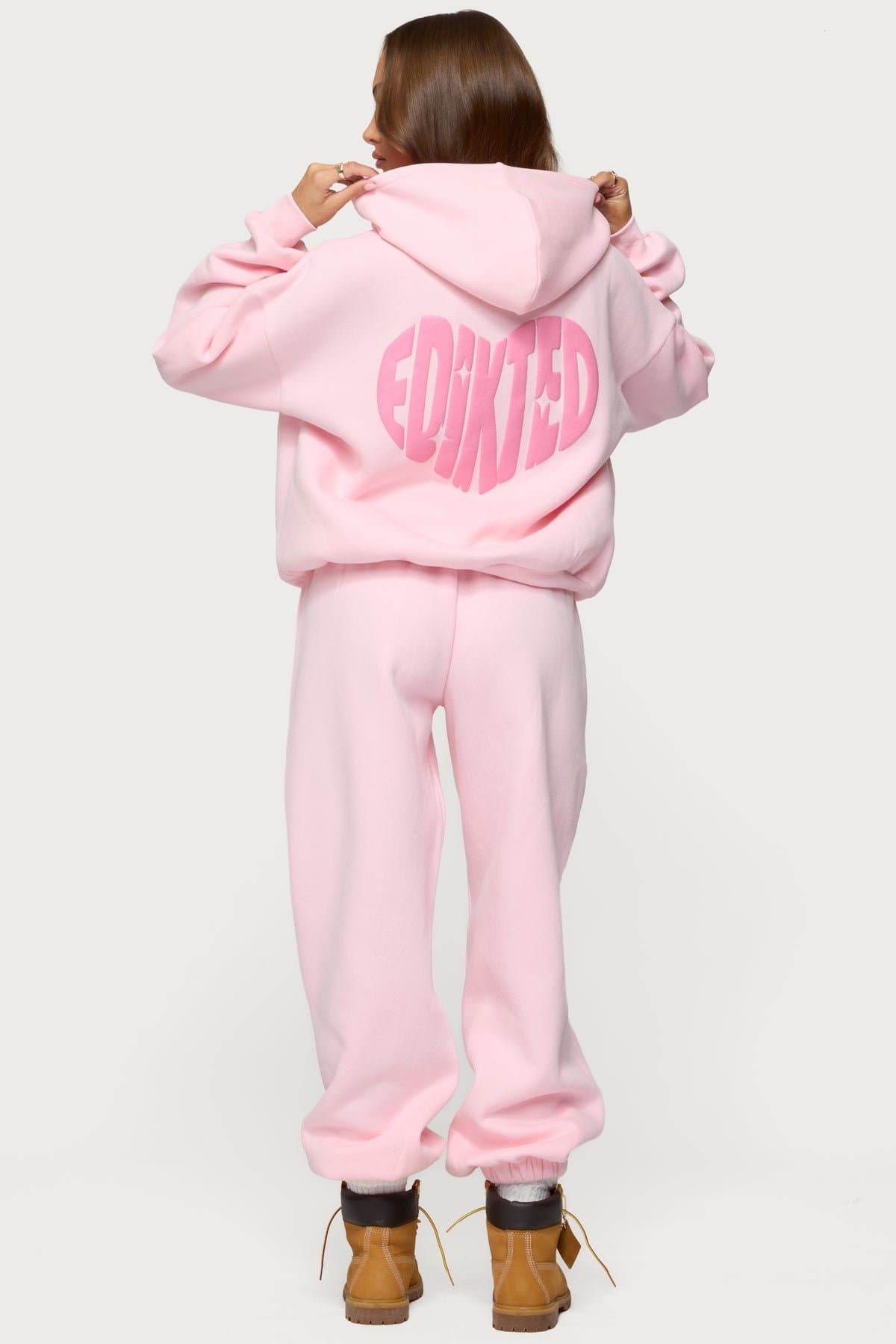 Major Love Edikted Sweatpants - Polyester Cotton Elastic Waistband Puff Print