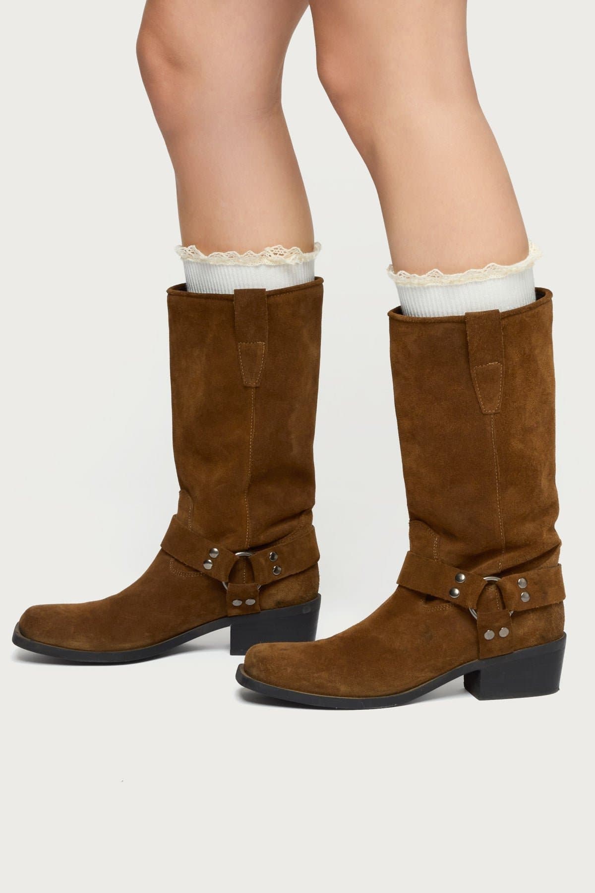 Lacey Ruffle Knee High Socks - Acrylic Polyester Nylon, 18.5 Inch Length