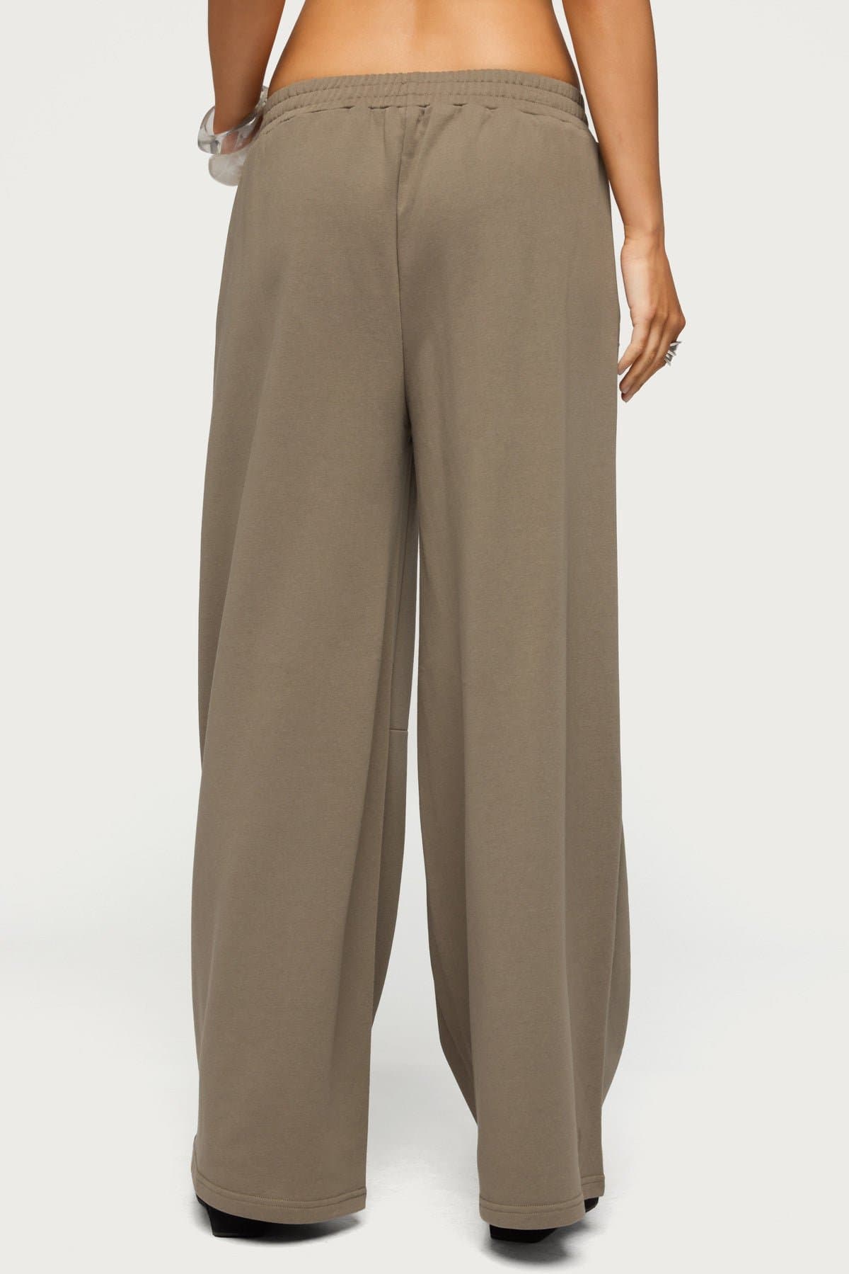 Zania Iridescent Button Sweatpants - Elastic Waist Wide Leg Cotton Polyester