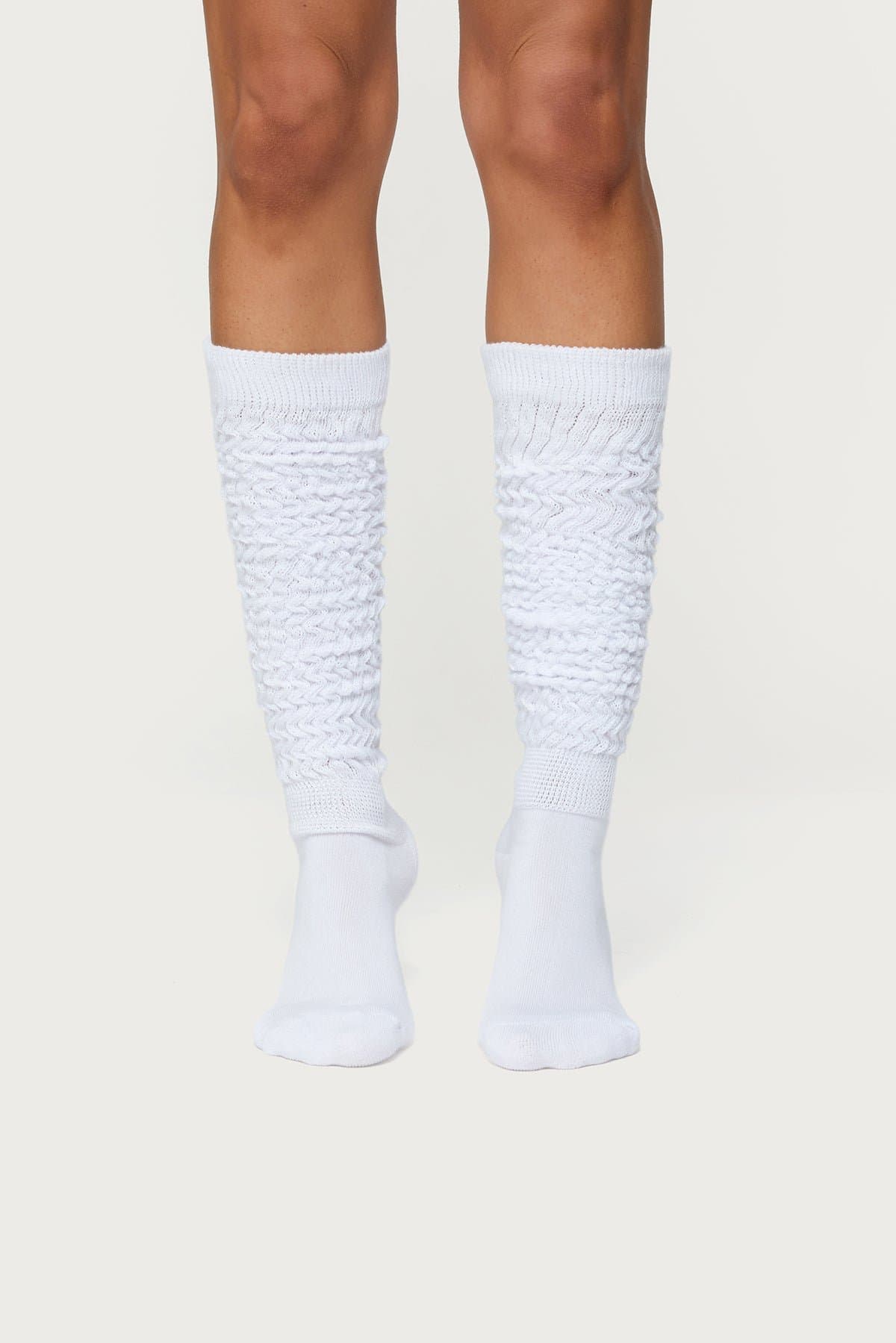 Knee High Scrunch Socks - Ribbed Knit Polyester Acrylic 29.5 Inch Length