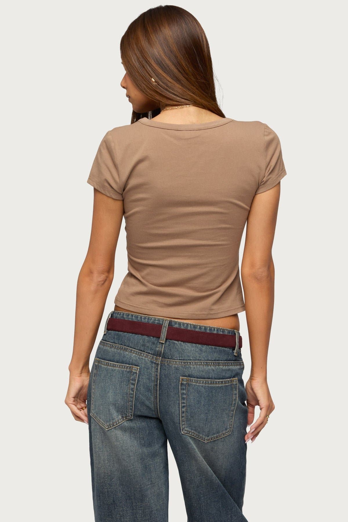 Merinda V-Neck T-Shirt - Cotton Spandex Short Sleeve Women's Top