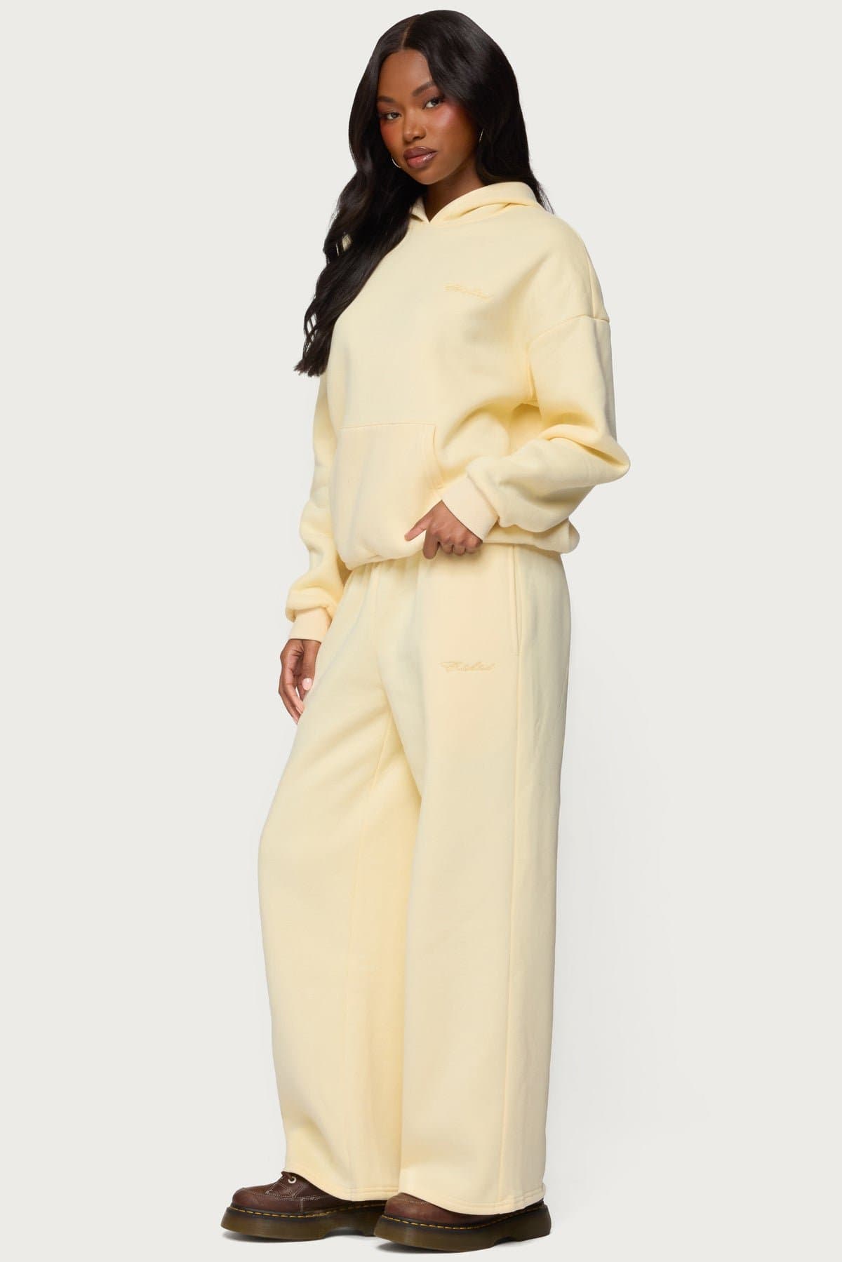 Basic Girl Oversized Edikted Embroidered Hoodie - Polyester Cotton Blend