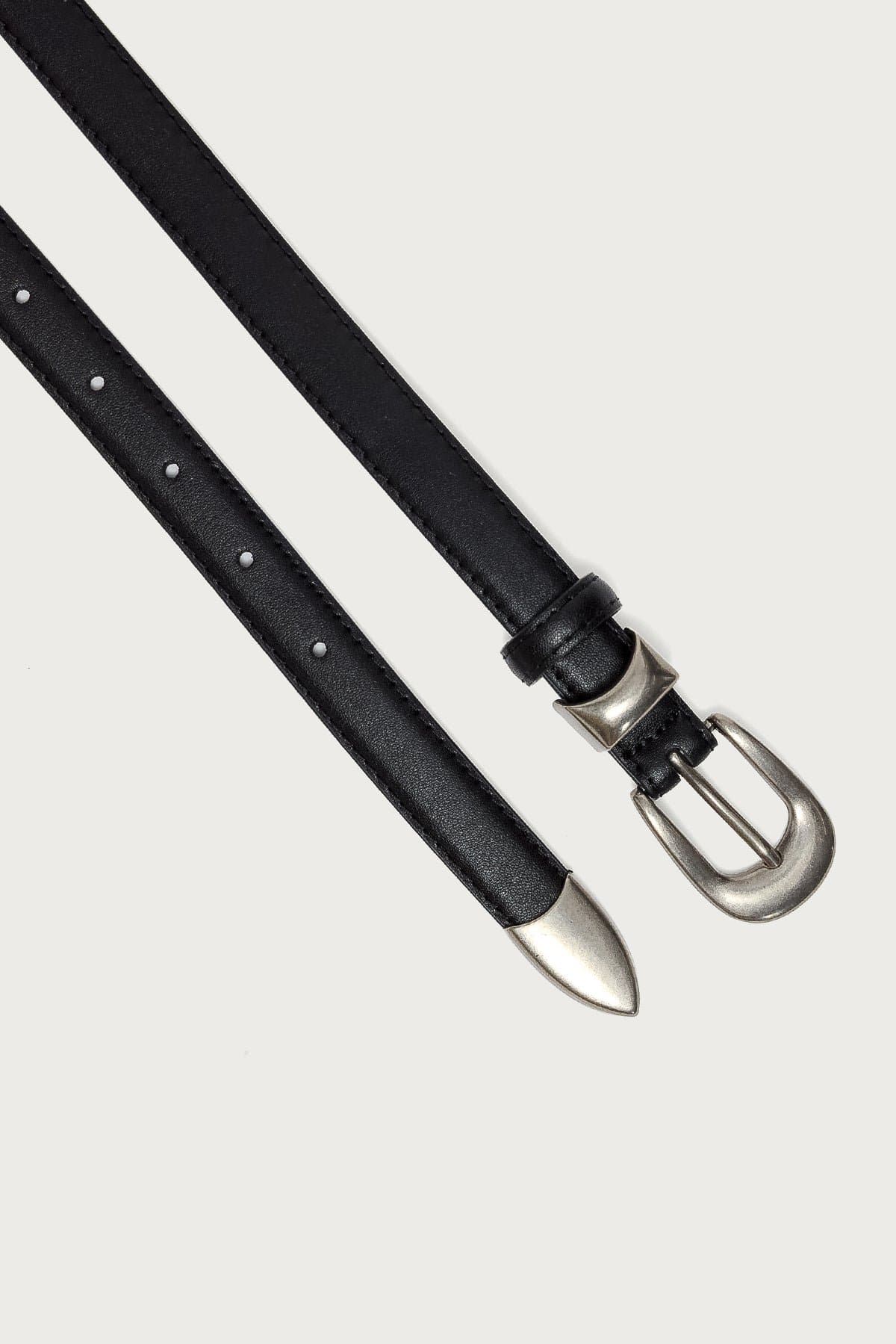 Downtown Faux Leather Belt with Silver Tone Buckle 44 Inch Length