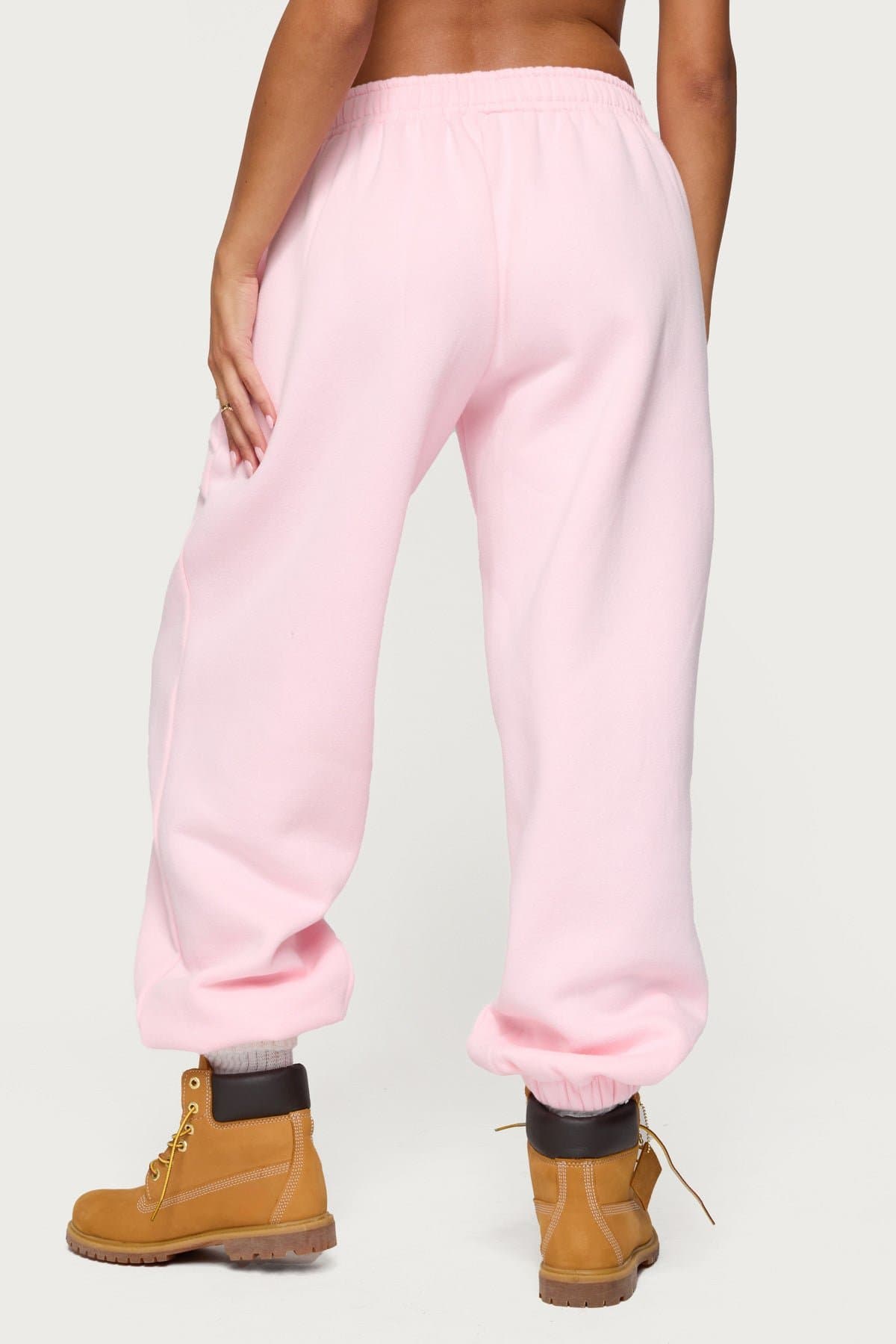 Major Love Edikted Sweatpants - Polyester Cotton Elastic Waistband Puff Print