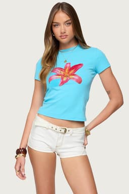Daylily Graphic Print T-Shirt - Cotton Spandex Unisex