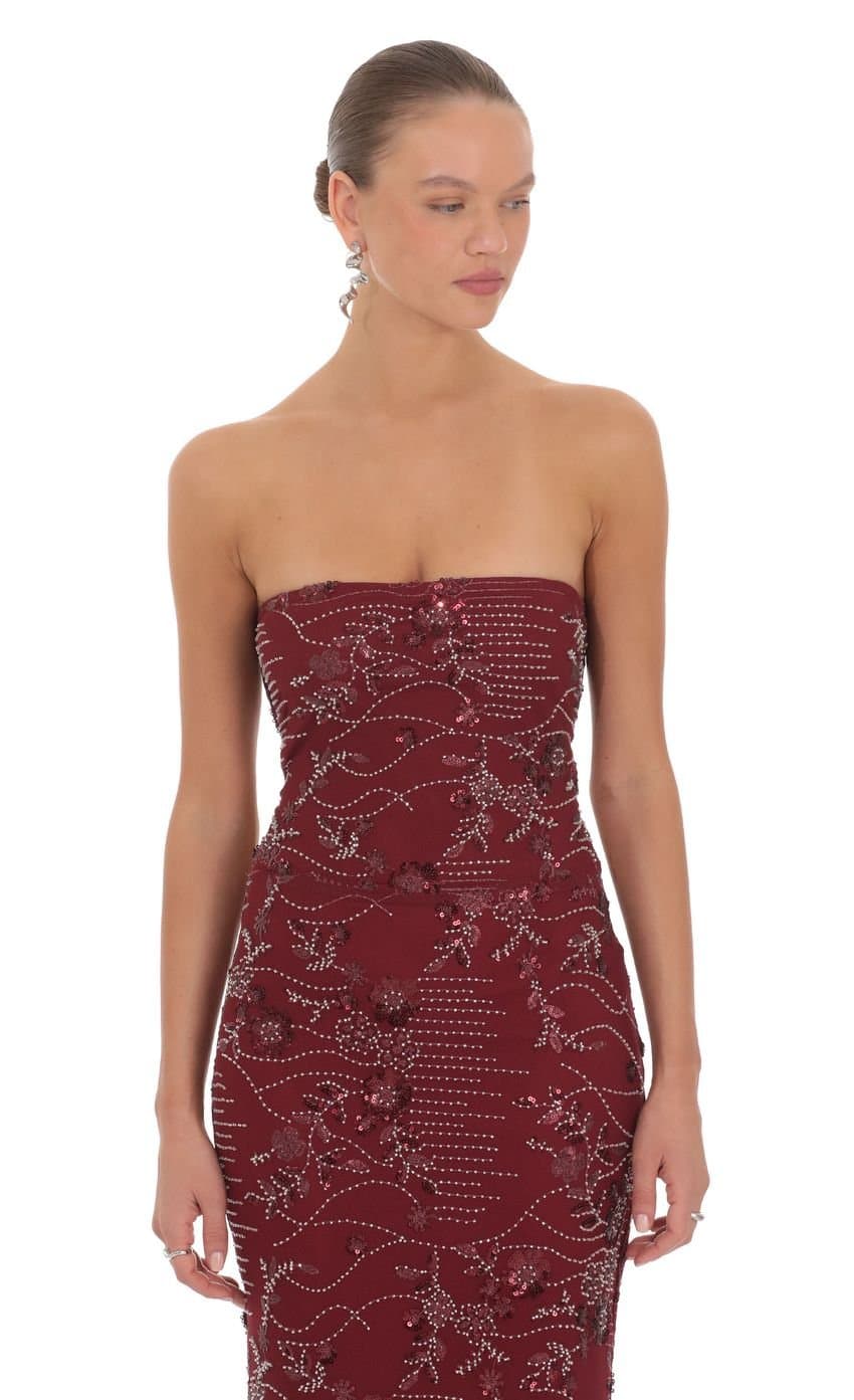 Grace Embellished Maxi Dress in Red