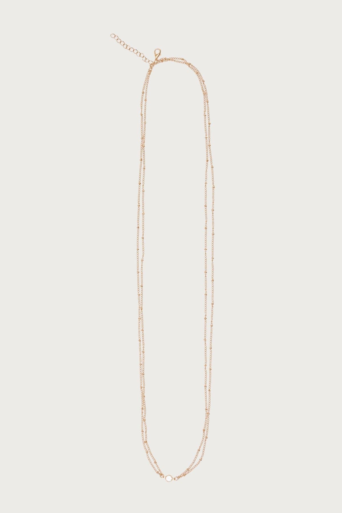 Rhinestone Pendant Layered Belly Chain - Gold Tone Metal 31.5 Inch Length