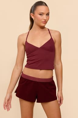 Felice V-Neck Tank Top with Adjustable Crisscross Straps Polyester Spandex