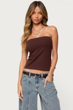 Built In Bra Tube Top Cotton Spandex Strapless Crop Top