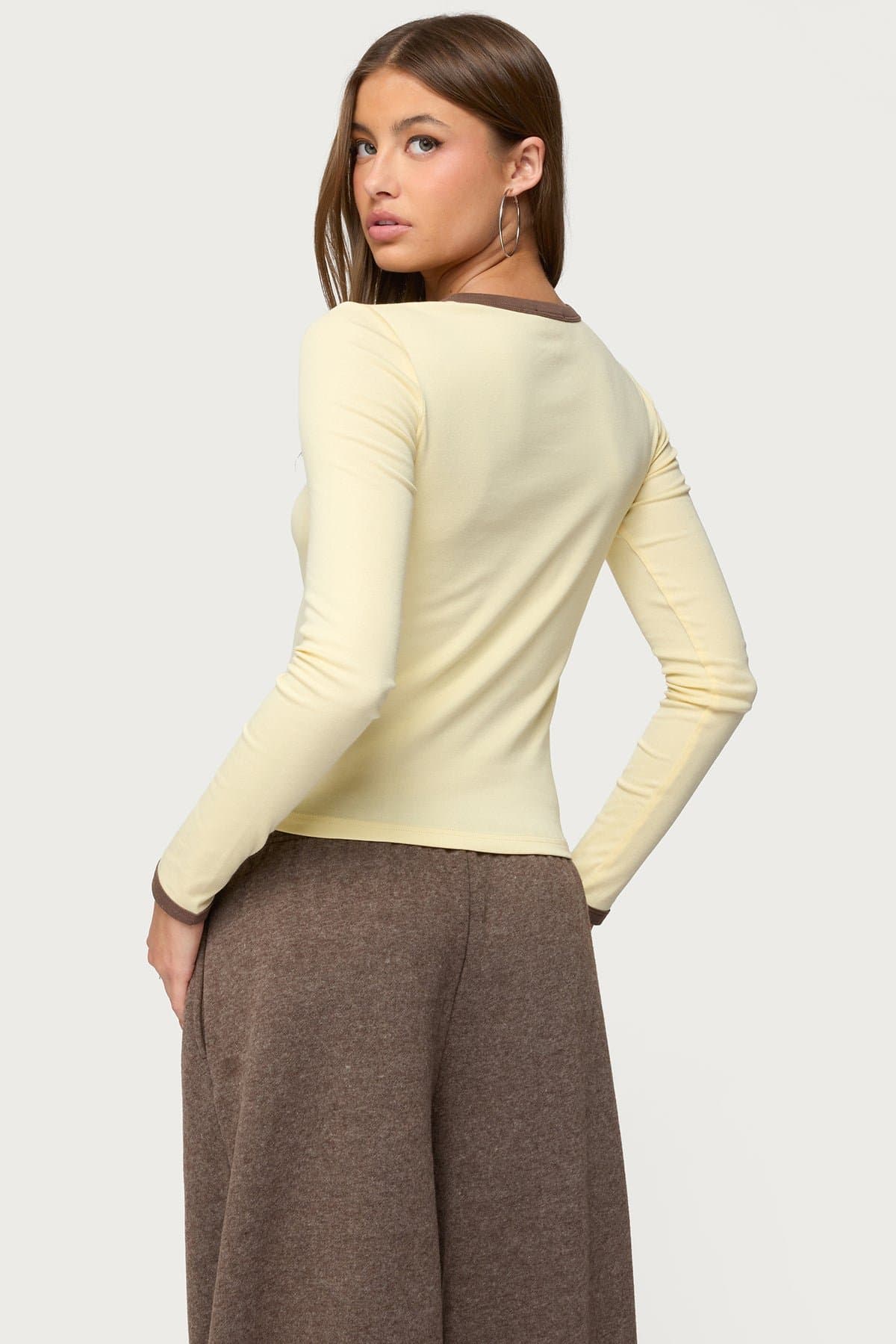 Zander Contrast Long Sleeve T-Shirt - Cotton Rayon Spandex Blend