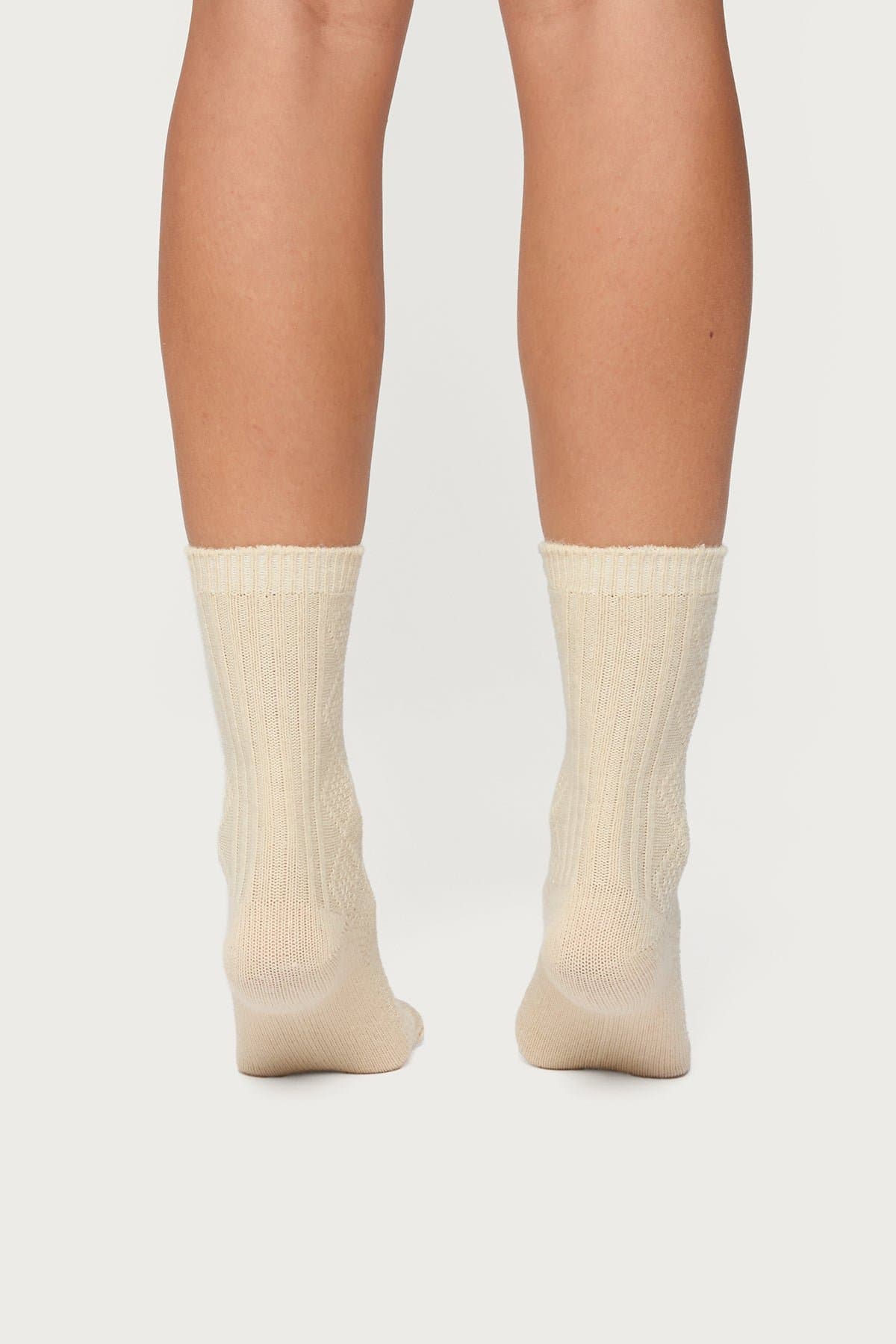 Cozy Diamond Knit Socks - Cotton Polyester Spandex Blend, 13 Inch Length