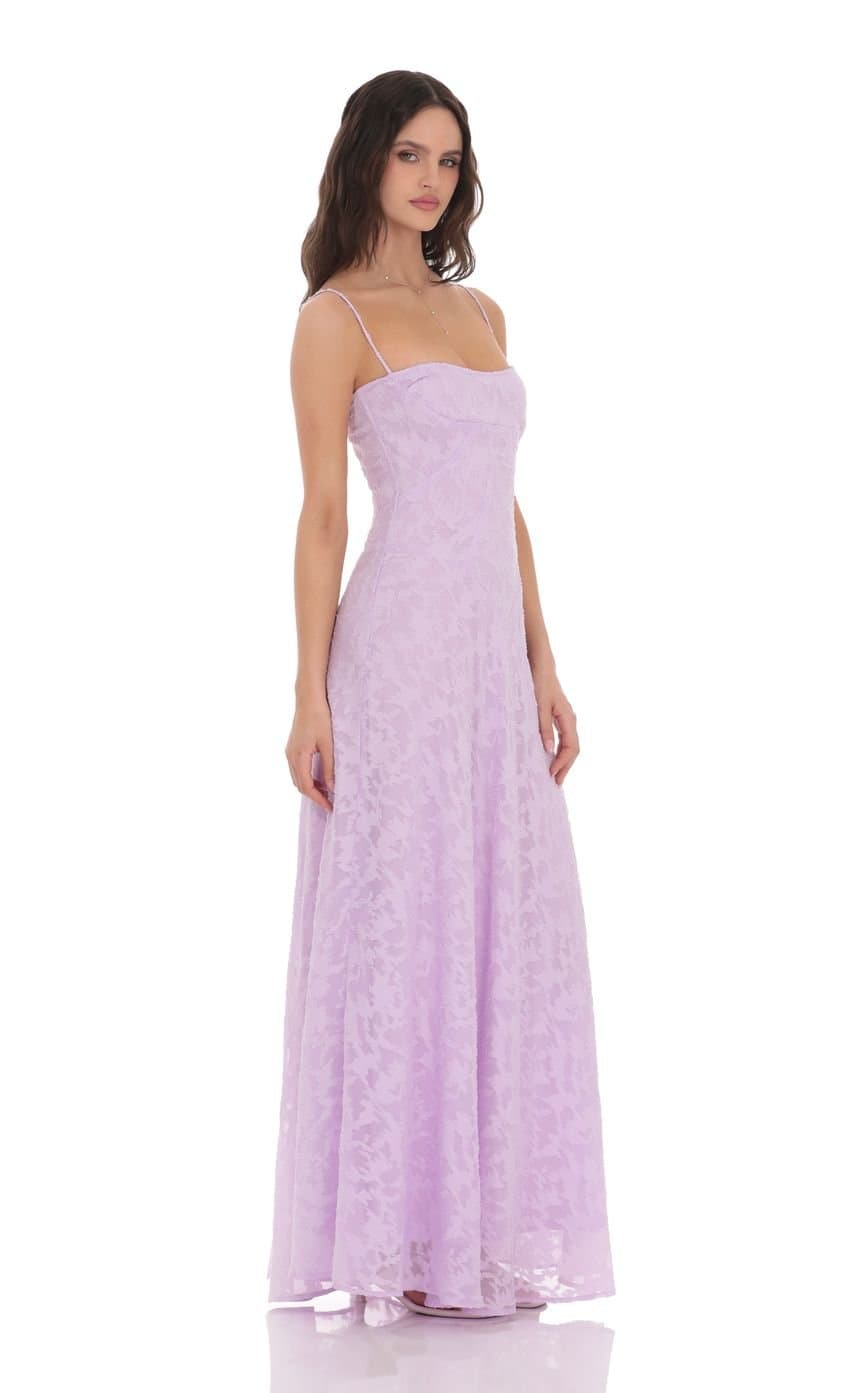 Burnout Lace-Up Maxi Dress in Lavender