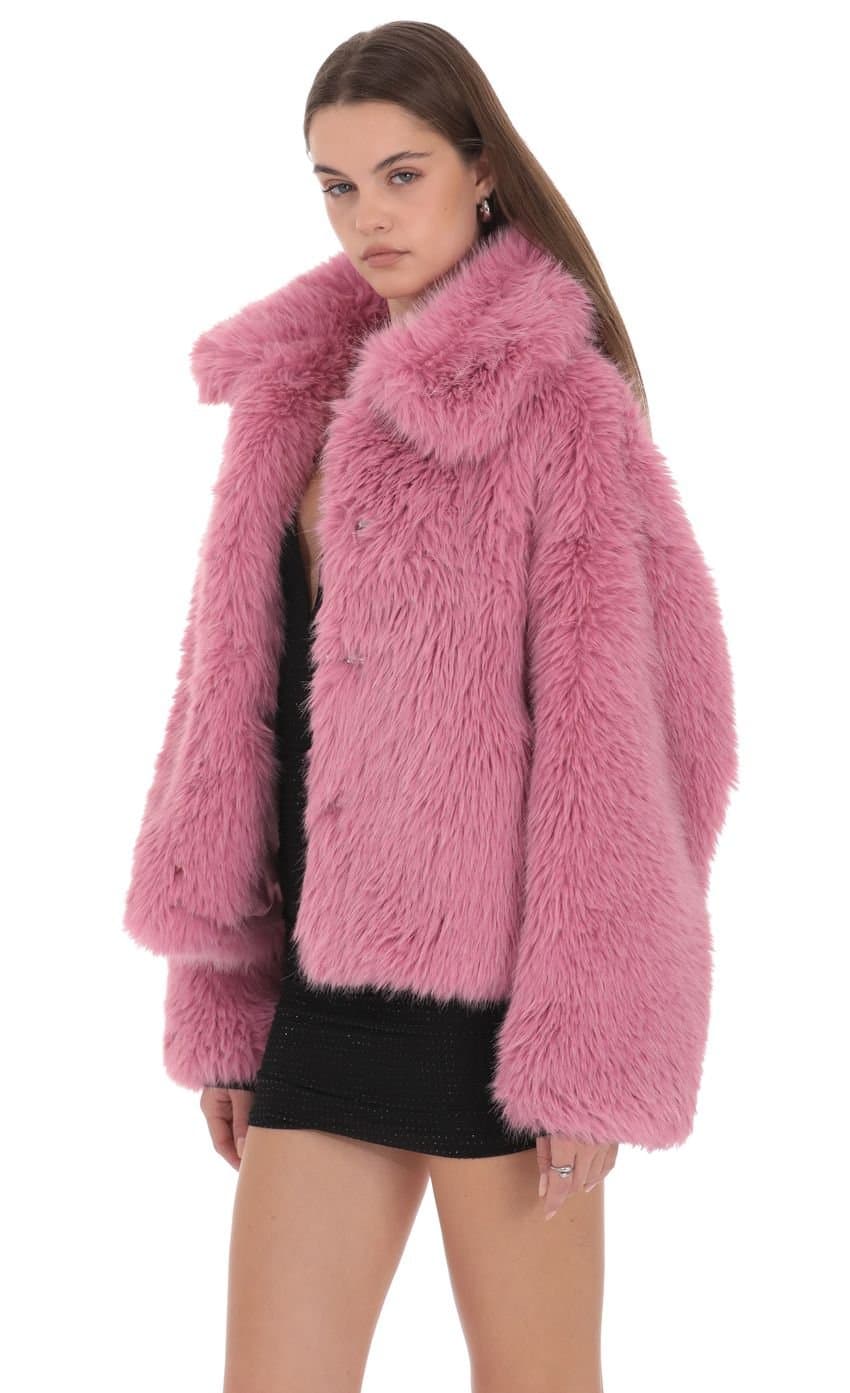 Corinne Faux Fur Jacket in Pink