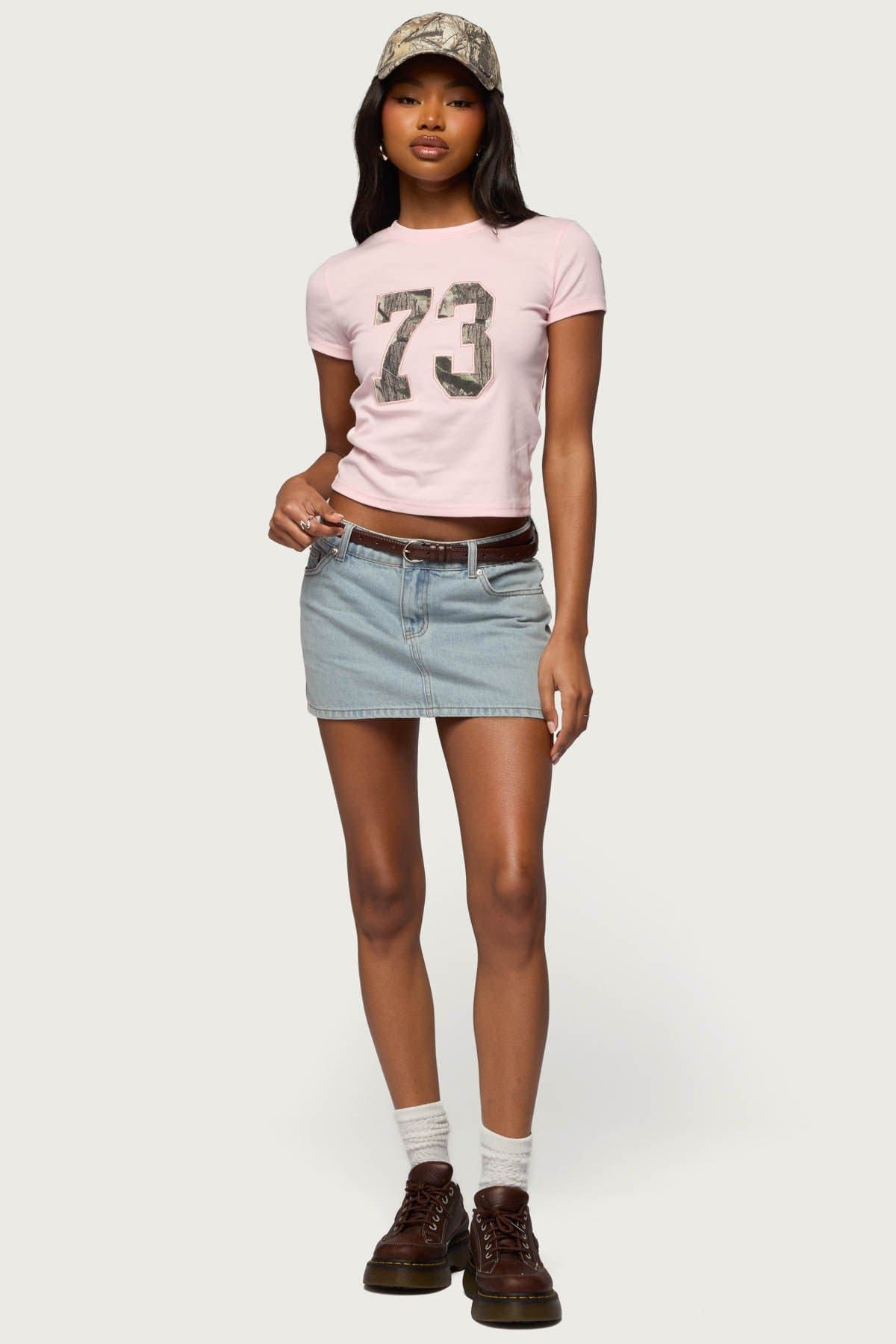 Camo 73 T-Shirt with Graphic Patch, Cotton Spandex Unisex Tee