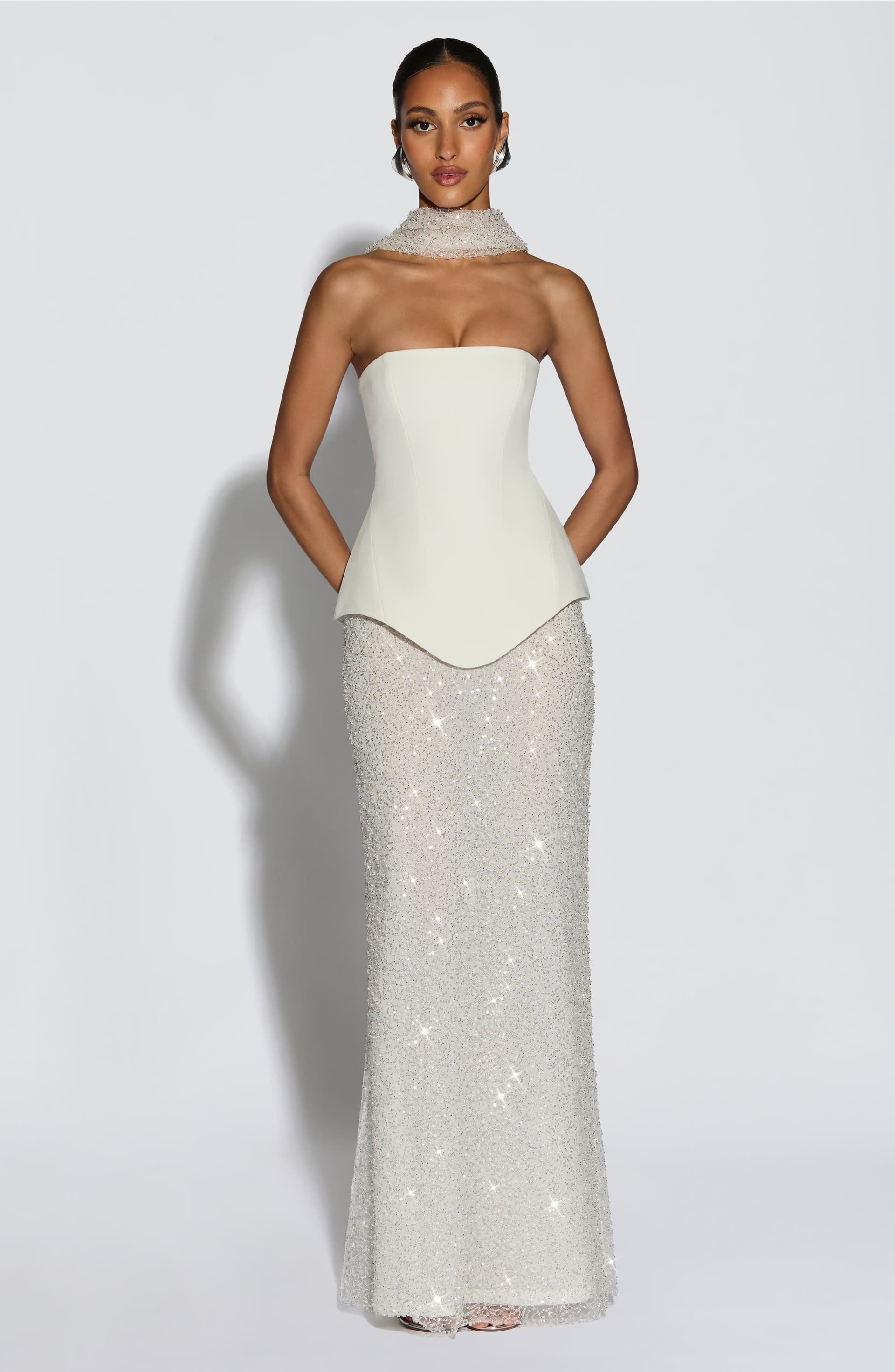 Oakley Corset Ivory Longline Structured Bodice Non-Stretch Crepe