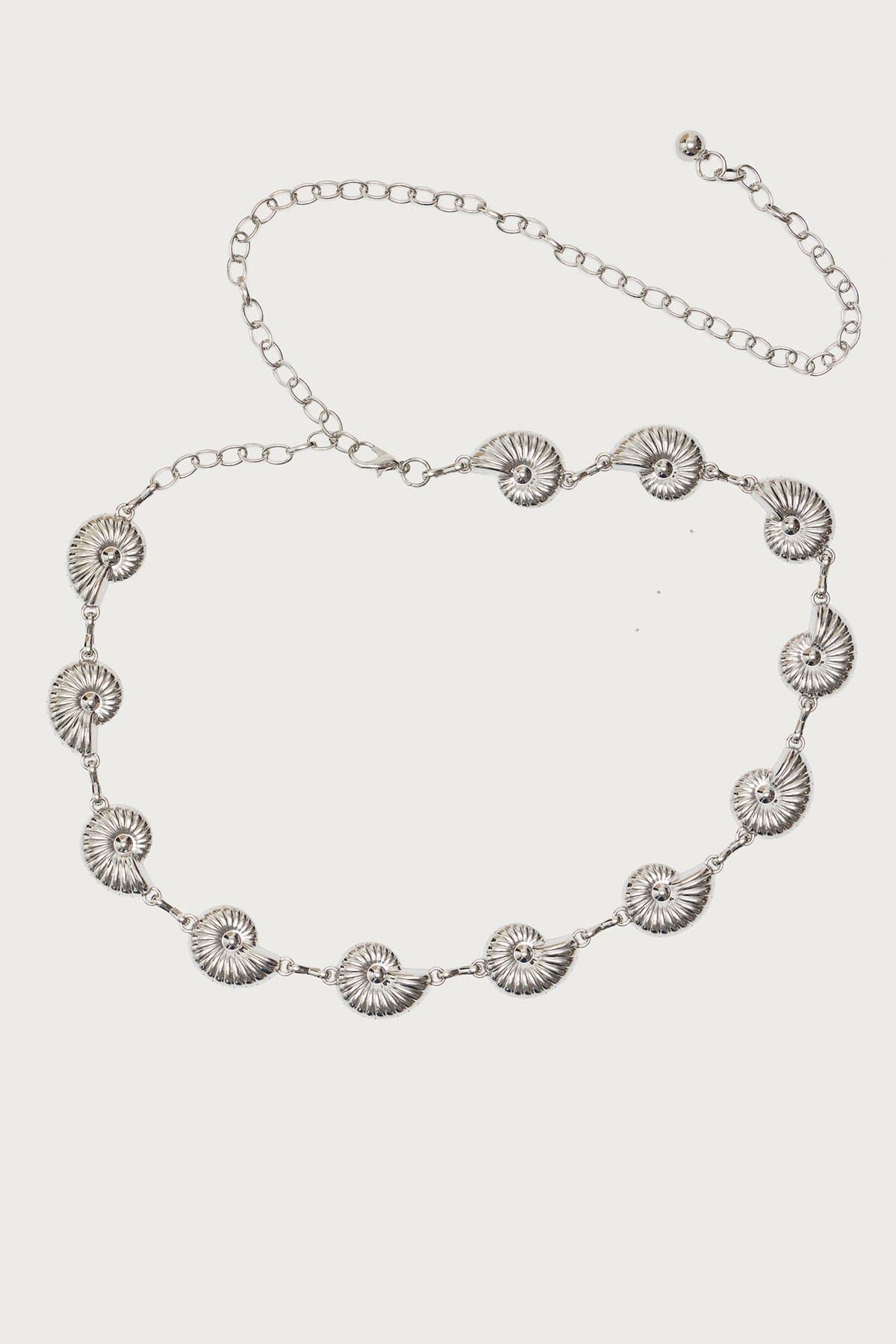 Coastal Chain Belt - Adjustable Silver Tone Metal, 24.8 Inch Length