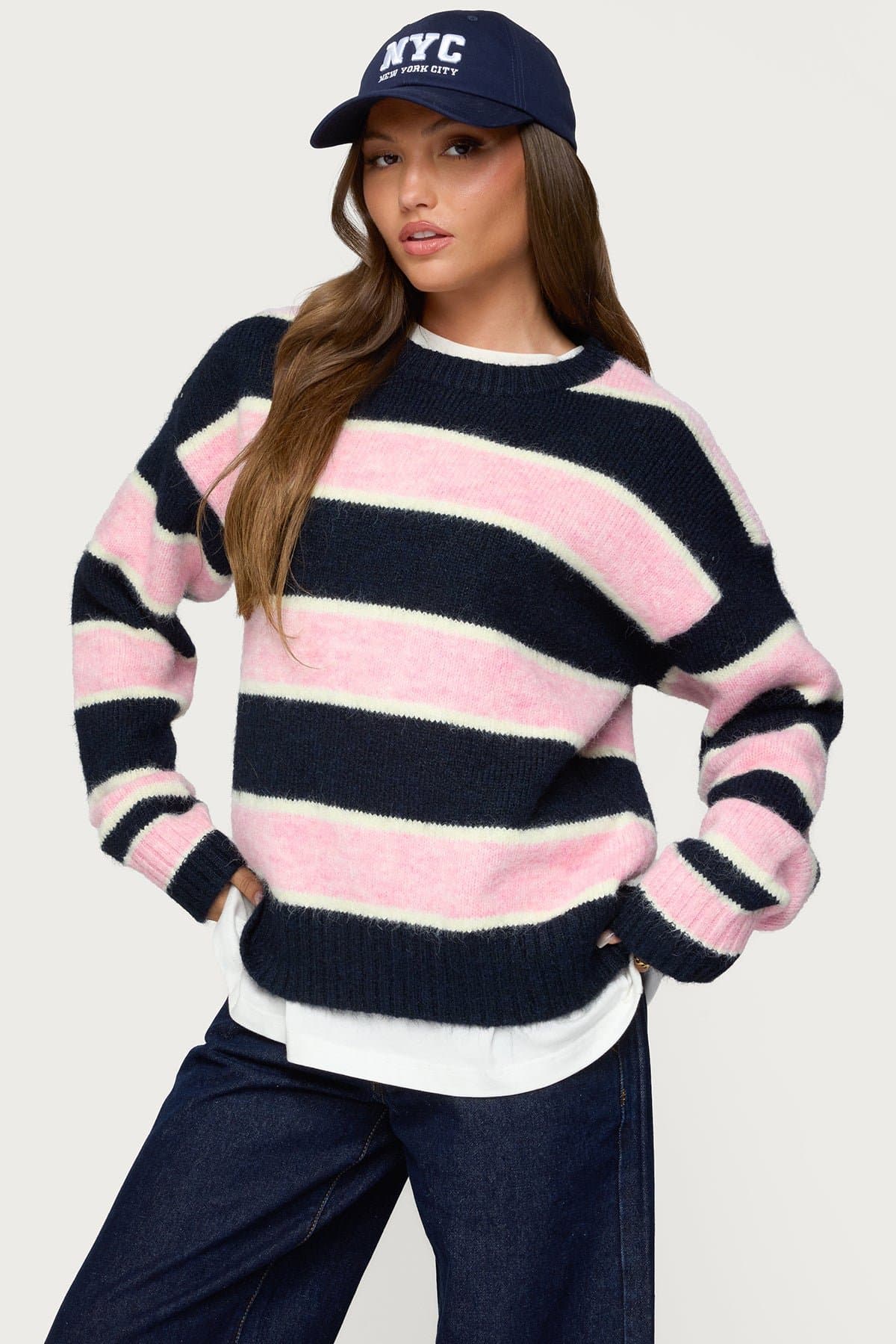 Conrad Striped Oversized Sweater - Polyester Nylon Wool Spandex Knit