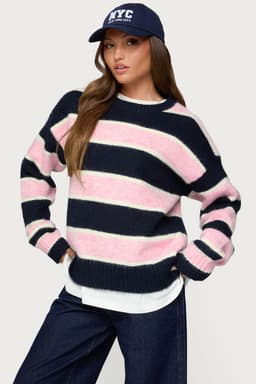 Conrad Striped Oversized Sweater - Polyester Nylon Wool Spandex Knit