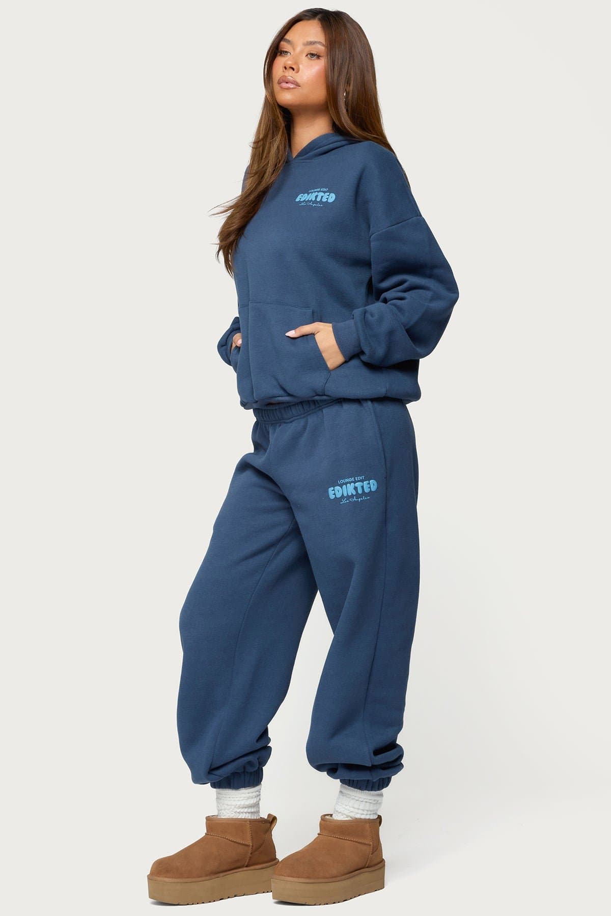 Lounge Edit Sweatpants with Elastic Waistband & Edikted Los Angeles Graphic