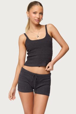 Nella Cable Knit Tank Top - Rayon Polyester Nylon