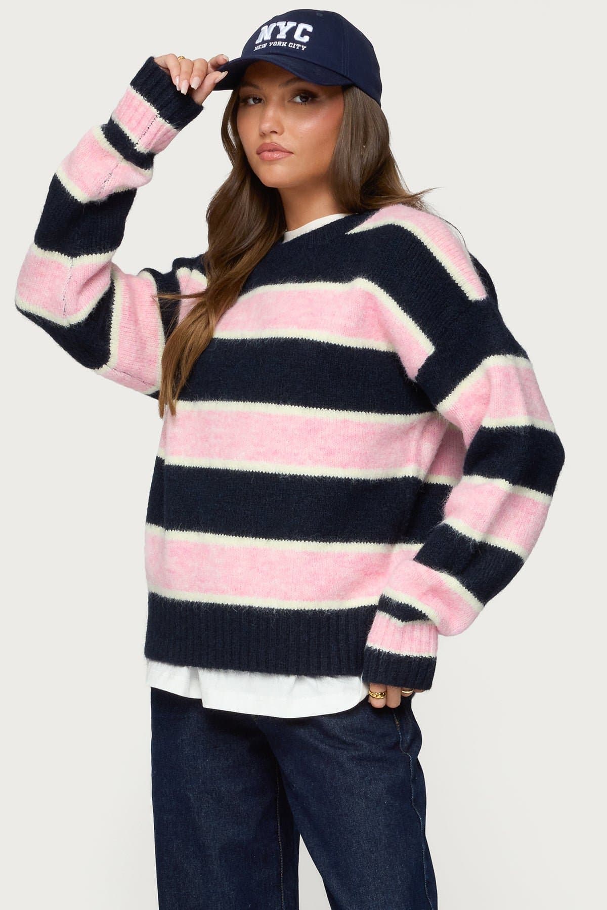 Conrad Striped Oversized Sweater - Polyester Nylon Wool Spandex Knit