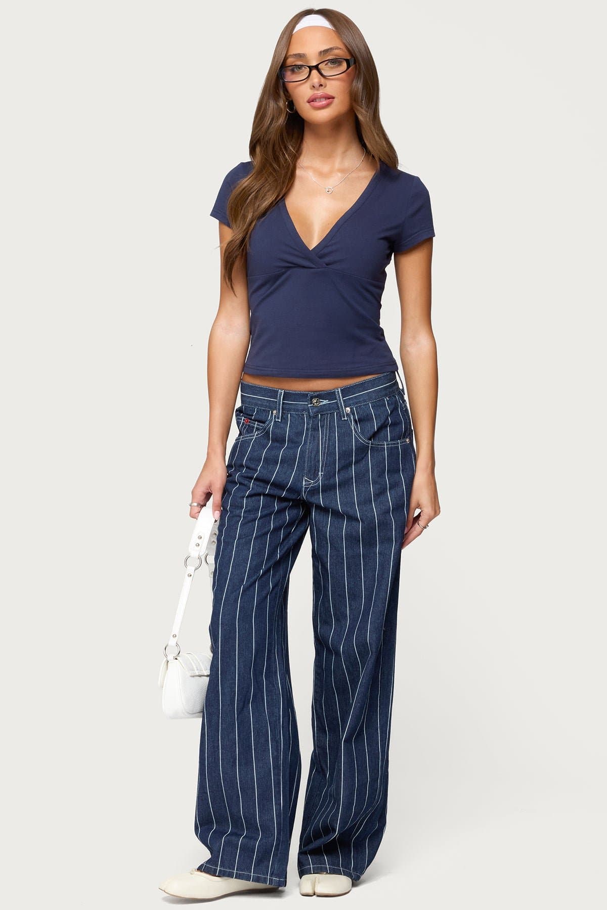 Merinda V-Neck Short Sleeve T-Shirt - Cotton Spandex Blend