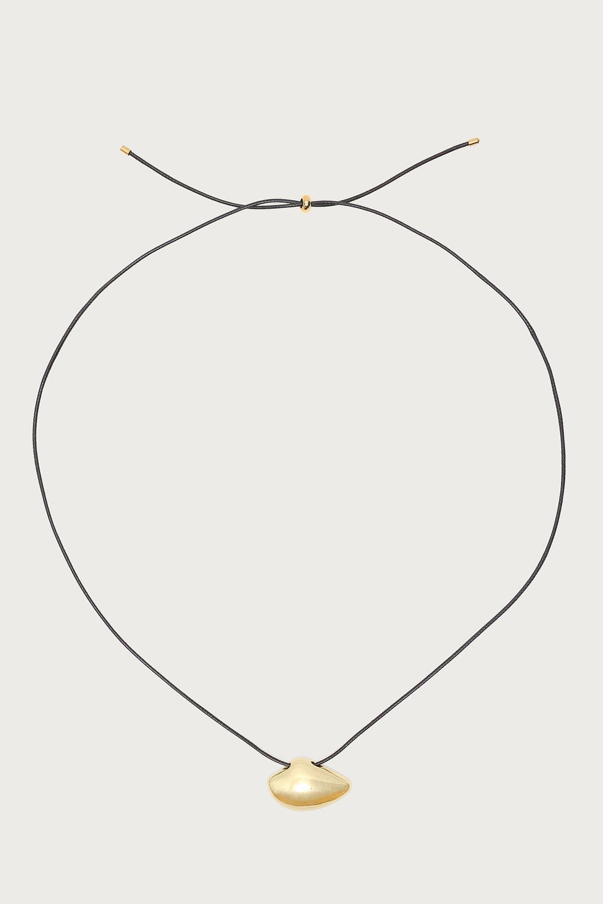 Abstract Pendant Cord Necklace Gold Tone Metal 18.9 Inch Length