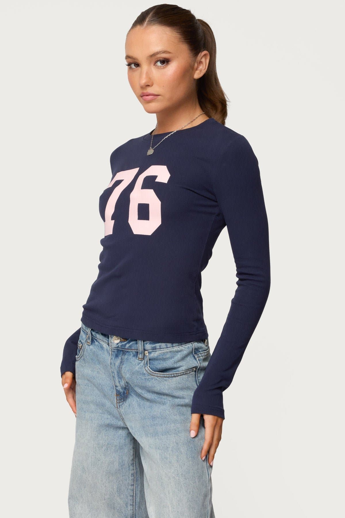 76 Long Sleeve Graphic T-Shirt - Cotton Spandex Unisex