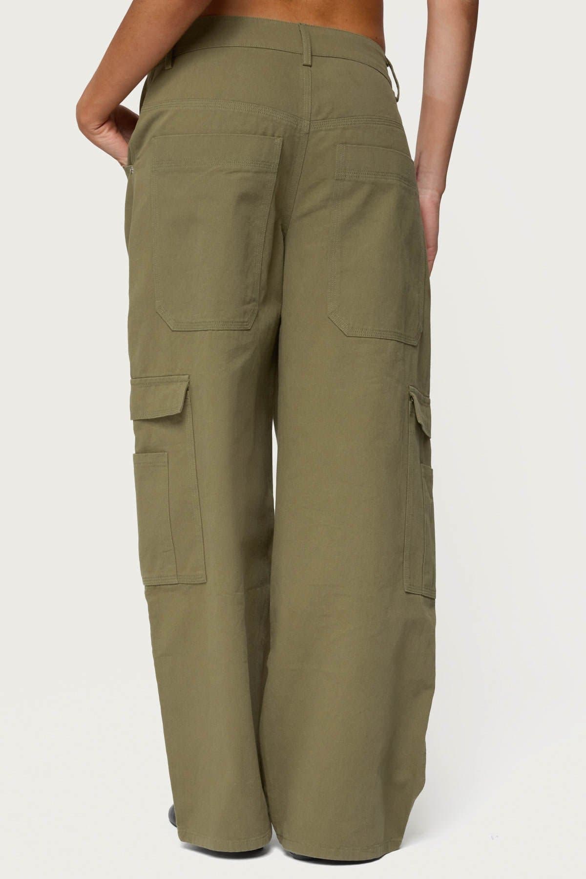 Jadah Low Rise Baggy Cargo Pants - 100% Cotton, Size S Inseam 30.5in