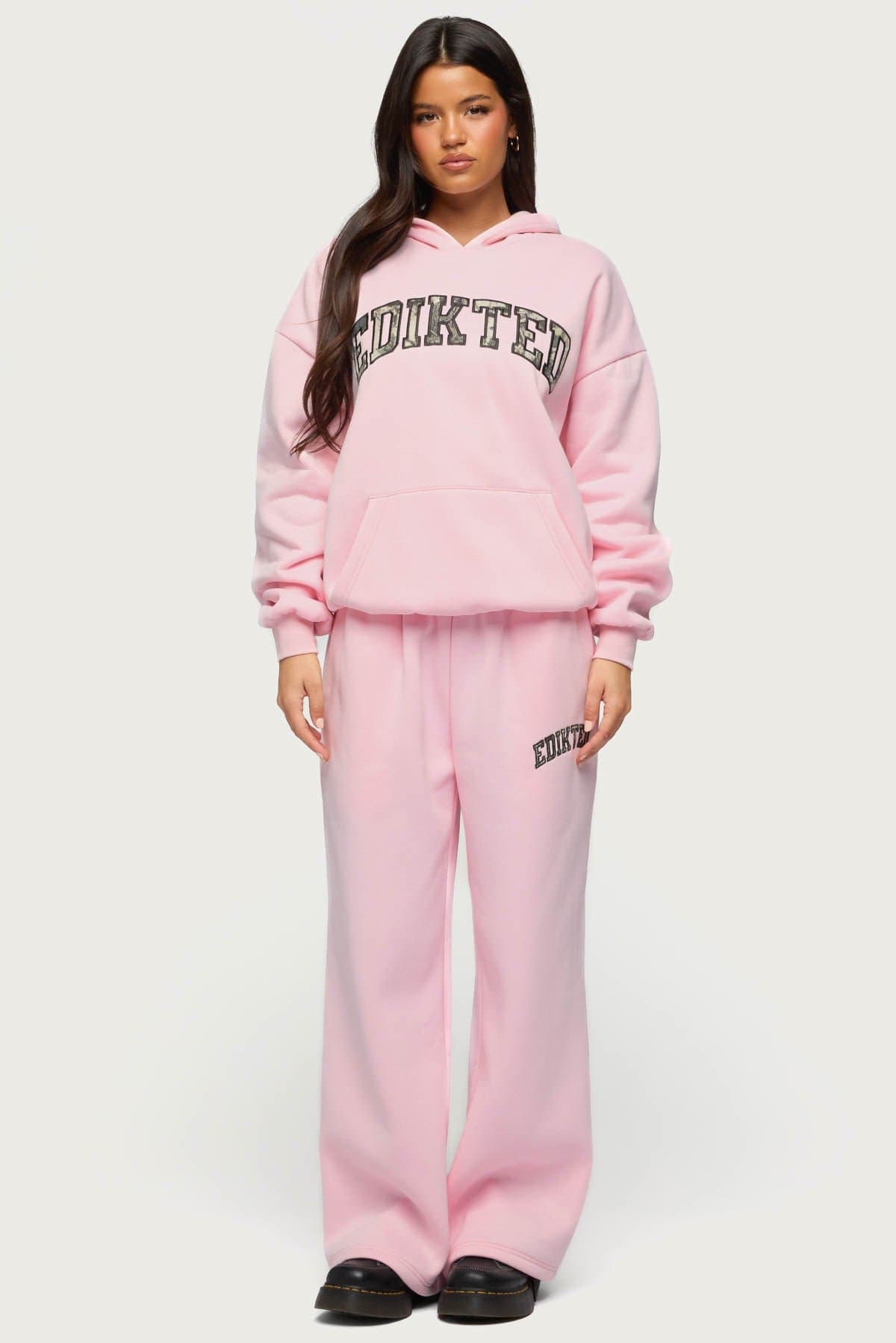 Camo Crush Edikted Oversized Hoodie - Camo Graphic Patch, Polyester Cotton