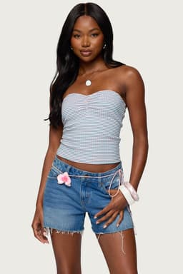 Veranda Textured Striped Tube Top - Cotton Polyester Spandex