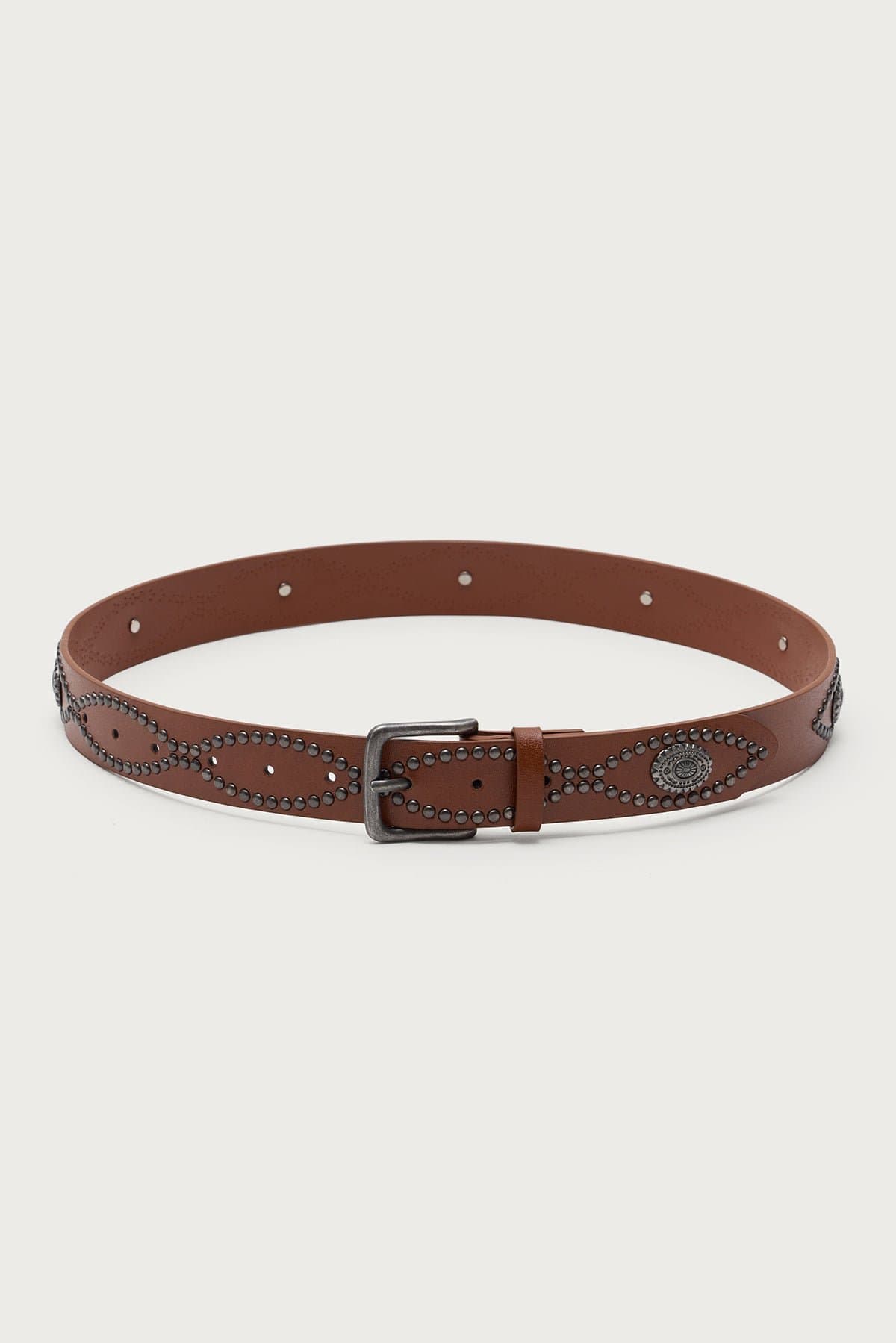 Orion Studded Faux Leather Belt - 44 Inch Length